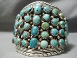 One Of Biggest Best Vintage Native American Navajo Green Blue Turquoise Sterling Silver Bracelet-Nativo Arts