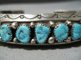 So Heavy Thick Vintage Native American Navajo Turquoise Sterling Silver Bracelet Old Cuff-Nativo Arts