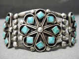Unique!! Vintage Native American Navajo Freddie Chavez Sterling Silver Turquoise Bracelet-Nativo Arts