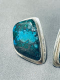 Dynamic Vintage Native American Navajo Tommy Jackson Turquoise Sterling Silver Earrings-Nativo Arts