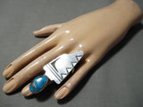 Fantastic Vintage Native American Navajo Bisbee Turquoise Sterling Silver Ring Old-Nativo Arts