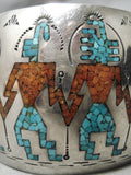 One Of Best Vintage Native American Navajo Dancing Kachina Turquoise Sterling Silver Bracelet-Nativo Arts