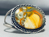 Natural Ancestor Face Vintage Native American Navajo Petrified Wood Sterling Silver Bracelet-Nativo Arts