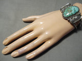 Museum Vintage Native American Navajo Cerrillos Turquoise Sterling Silver Flank Bracelet Old-Nativo Arts