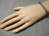 Impressive Vintage Navajo Twist Sterling Silver Native American Bracelet Old-Nativo Arts
