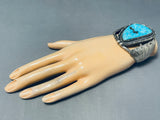 One Of The Best Vintage Native American Navajo Morenci Turquoise Sterling Silver Bracelet Old-Nativo Arts