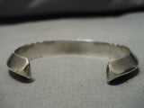 Hand Tooled Thicker Heavy Vintage Native American Navajo Sterling Silver Bracelet-Nativo Arts