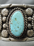 Huge Museum Vintage Native American Navajo Green Turquoise Sterling Silver Bracelet-Nativo Arts