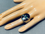 Huge Nightsky Turquoise Native American Navajo Sterling Silver Sun Ring-Nativo Arts
