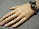 Early 1900's Flower Opal Vintage Native American Navajo Sterling Silver Bracelet Old-Nativo Arts