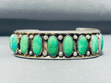 Drop Dead Gorgeous Vintage Native American Navajo Green Turquoise Sterling Silver Bracelet-Nativo Arts