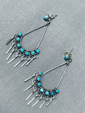 Noteworthy Vintage Native American Zuni Blue Gem Turquoise Sterling Silver Earrings-Nativo Arts