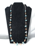 Marvelous Vintage Native American Navajo Turquoise Coral Heishi Sterling Silver Necklace Old-Nativo Arts