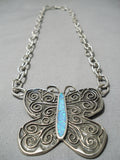 Best Philander Begay Vintage Native American Navajo Butterfly Sterling Silver Opal Necklace-Nativo Arts