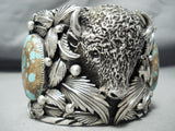 210 Gram Monster Buffalo #8 Turquoise Native American Sterling Silver Bracelet-Nativo Arts