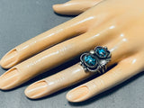 Sensational Vintage Native American Navajo Morenci Turquoise Sterling Silver Ring-Nativo Arts