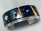 Navajo Nightsky Memory Turquoise Inlay Sterling Silver Bracelet Cuff-Nativo Arts