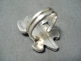 Detailed Huge Native American Navajo Sterling Silver Toad Ring-Nativo Arts