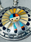 Native American One Of The Best Ever Vintage Zuni Turquoise Inlay Sterling Silver Necklace-Nativo Arts