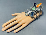 One Of The Most Funky Vintage Native American Navajo Turquoise Sterling Silver Bracelet-Nativo Arts