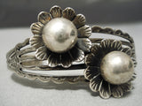 Early 1900's Flower Opal Vintage Native American Navajo Sterling Silver Bracelet Old-Nativo Arts