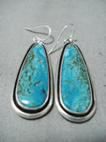 Boyd Jr Signed Native American Navajo Pilot Mountain Turquoise Sterling Silver Earrings-Nativo Arts