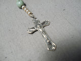 Rare Native American Navajo Green Turquoise Sterling Silver Rosary Necklace-Nativo Arts