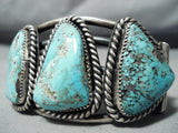 Heavy Thick Vintage Native American Navajo Red Mountain Turquoise Sterling Silver Bracelet-Nativo Arts