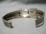 Opulent Vintage Native American Navajo Squared Green Turquoise Sterling Silver Bracelet Old-Nativo Arts