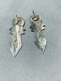 Important Leo Nez Vintage Native American Navajo Gold Sterling Silver Earrings-Nativo Arts