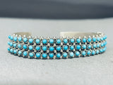 Steve Haloo Triple Row Turquoise Eye Vintage Native American Zuni Sterling Silver Bracelet-Nativo Arts