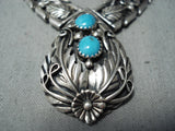 Majestic Vintage Native American Navajo Sleeping Beauty Turquoise Sterling Silver Necklace Old-Nativo Arts