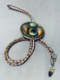 One Of The Most Unique Vintage Native American Navajo Green Turquoise Sterling Silver Bolo Tie-Nativo Arts
