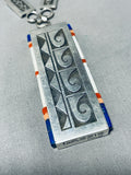 Timmy Yazzie Important Vintage Native American Navajo Side Inlay Sterling Silver Necklace-Nativo Arts