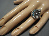 Unique!! Vintage Navajo Turquoise Sterling Silver Native American Ring Old-Nativo Arts