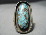 One Of The Best Vintage Native American Navajo Old Kingman Turquoise Sterling Silver Ring-Nativo Arts