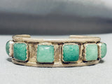 Amazing Vintage Native American Navajo 9 Jade Squares Sterling Silver Bracelet-Nativo Arts