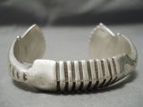 Thick And Heavy!! Vintage Native American Navajo Hand Tooled Sterling Silver Bracelet-Nativo Arts