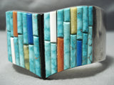 One Of Best Vintage Native American Navajo Carico Lake Turquoise Inlay Sterling Silver Bracelet-Nativo Arts