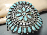 Phenomenal Vintage Native American Navajo Turquoise Cluster Sterling Silver Bracelet-Nativo Arts