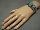 Museum Vintage Native American Navajo Landoll Benally Turquoise Sterling Silver Bracelet Old-Nativo Arts