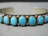 Domes Of Turquoise Vintage Native American Navajo Sterling Silver Sun Stamp Bracelet-Nativo Arts