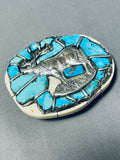 Authentic Elk Vintage Native American Navajo Turquoise Sterling Silver Buckle-Nativo Arts