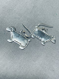 Wonderful Native American Navajo Sterling Silver Sheep Earrings Signed-Nativo Arts