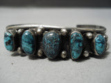 Important Vintage Native American Navajo Last Chance Mine Turquoise Sterling Silver Bracelet Old-Nativo Arts