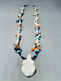 One Of The Most Unique Vintage Native American Zuni Turquoise Inlay Sterling Silver Necklace-Nativo Arts