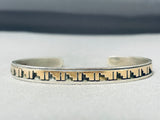 Fascinating Vintage Native American Navajo Sterling Silver & 14k Gold Bracelet Signed-Nativo Arts