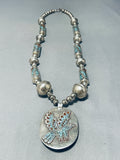 One Of The Best Vintage Native American Navajo Tubule Turquoise Sterling Silver Necklace-Nativo Arts