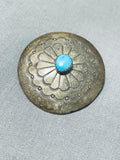 Marvelous Vintage Native American Navajo Blue Gem Turquoise Sterling Silver Pin-Nativo Arts