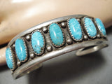 Amazing Vintage Navajo 7 Turquoise Sterling Silver Bracelet Native American-Nativo Arts